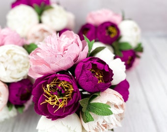 Paper Flowers Peony Bridal Bouquet Wedding Decor Paper Anniversary Mother’s Day Gift
