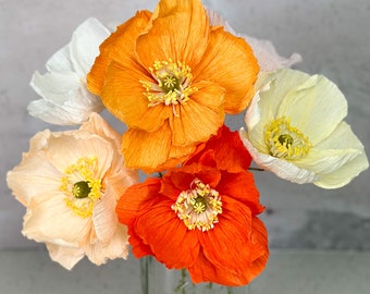 Crepe Paper Flowers, Icelandic Poppy Bouquet