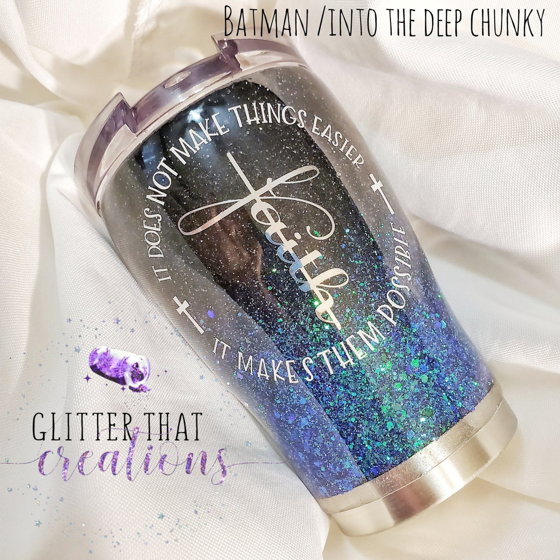 Faith Tumbler Glitter Tumbler Insulated Tumbler Etsy
