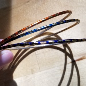 Vintage Thin Gold and Colored Bangle Bracelets - Thin Gold Bangles - Bangle Jewelry - Vintage Retro Jewelry