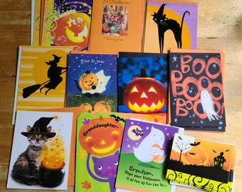 Vintage Unused Halloween Greeting Card Lot - Forget Me Not, Tender Thoughts, American Greetings, Ambassador