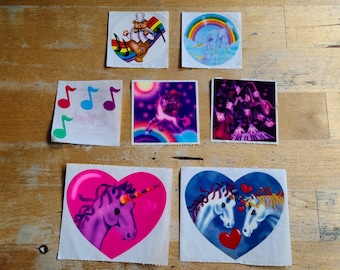 Vintage Lisa Frank Stickers Single and Loose - Unicorn Heart Bear Music Notes Rainbow Piano Hands - 1980s - Sticker Collection