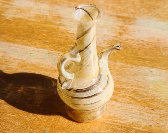 Vintage Miniature Handblown Swirled Art Glass Pitcher or Perfume Bottle