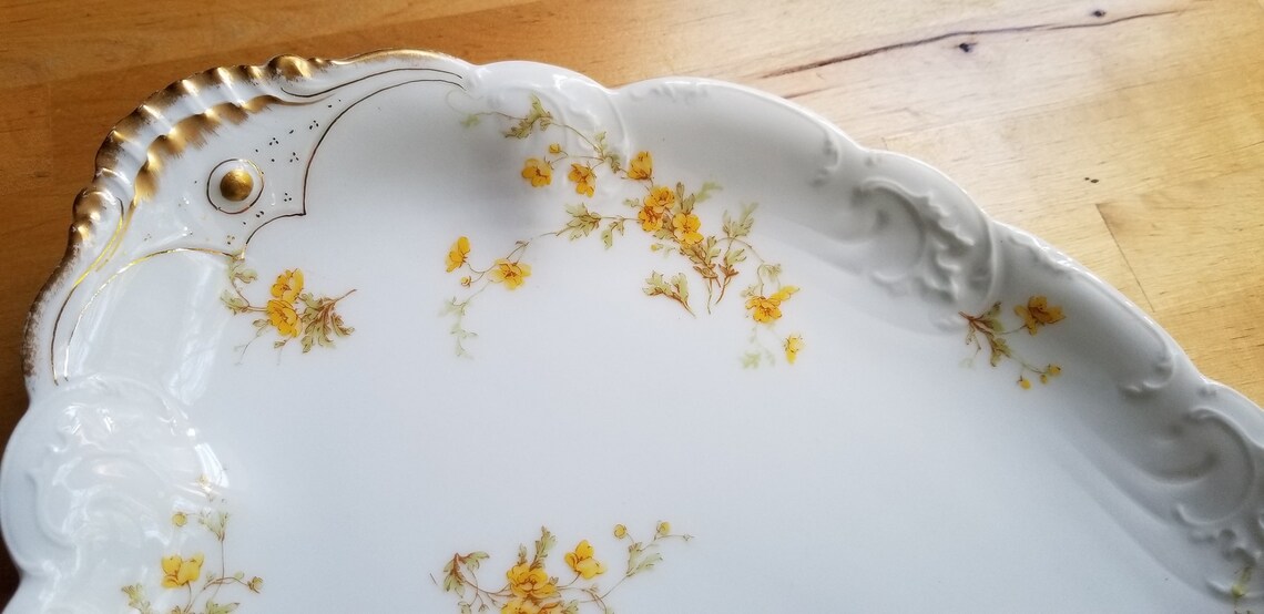 Vintage H & C Haviland Limoges Yellow Flower Oval Platter Etsy