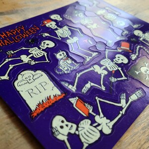 Vintage Skeleton Stickers Glow in the Dark on Purple Background American Greetings 1980s/1990s image 4