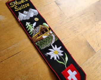 Vintage Embroidered Switzerland Bookmark - Schweiz Suisse Souvenir