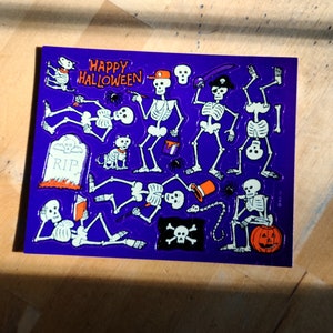 Vintage Skeleton Stickers Glow in the Dark on Purple Background American Greetings 1980s/1990s image 3