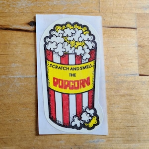 Vintage Popcorn Scratch and Sniff Stickers - 1980s Sticker Collection - Shaped Smelly Stickers