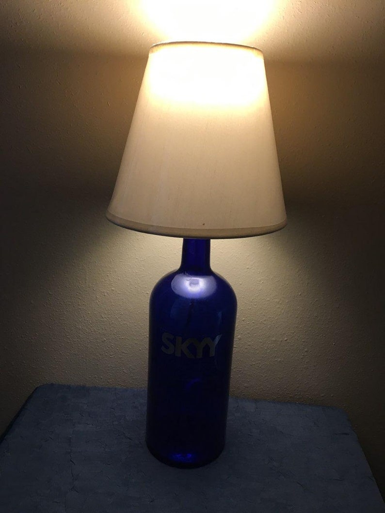 Large Skyy Vodka Blue Liquor Bottle Lamp Image 0