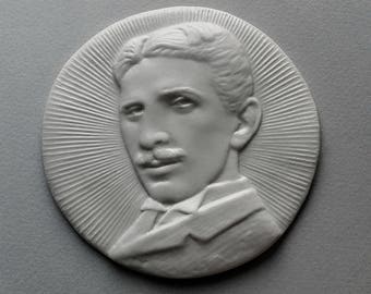 Nikola Tesla Porcelain Relief Medallion