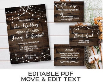 rustic wedding invitation etsy