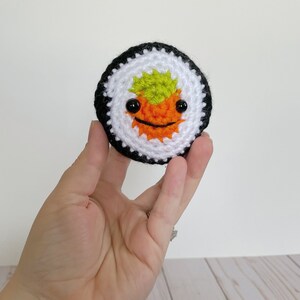 Sushi Roll Plushie Mini, Crochet Stuffed Sushi, Desk Pet, Car Charm, Ornament, Key Chain image 1