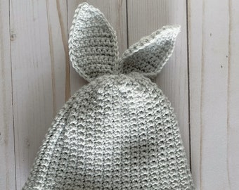 Bunny Ears Hat for Baby, Baby Hat Size 2 to 4 Months, Easter and Spring Baby Hat