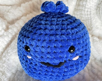 Blueberry Plushie - Large, Crochet Stuffed Blueberry