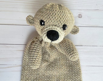 Otter Lovey, Crochet Stuffed Animal with Baby Blanket, Cuddly Otter Stuffed Animal