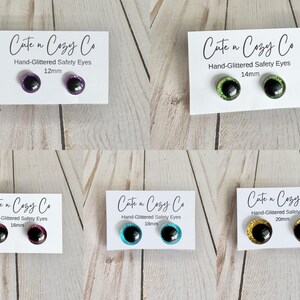 Glitter Safety Eyes for Crochet Amigurumi Plushies, Stuffed Animals, 12mm, 14mm, 16mm, 18mm, 20mm, 25mm, 30mm, 35mm, 40mm image 4