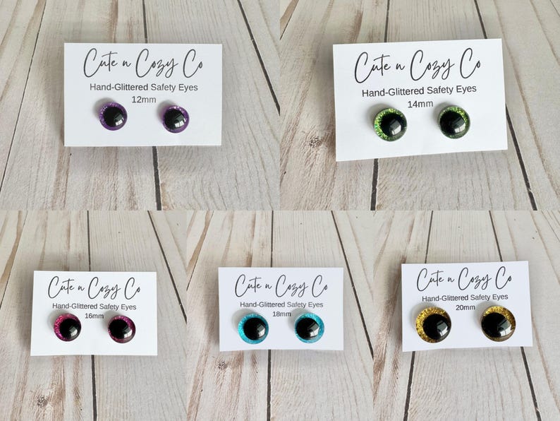Glitter Safety Eyes for Crochet Amigurumi Plushies, Stuffed Animals, 12mm, 14mm, 16mm, 18mm, 20mm, 25mm, 30mm, 35mm, 40mm image 4