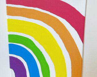 Rainbow Nursery Painting, Minimalist Nursery Wall Decor, 11x14 Canvas Art
