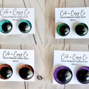 Glitter Safety Eyes for Crochet Amigurumi Plushies, Stuffed Animals, 12mm, 14mm, 16mm, 18mm, 20mm, 25mm, 30mm, 35mm, 40mm image 5