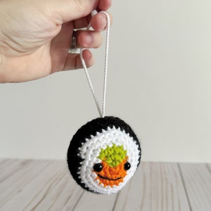 Sushi Roll Plushie Mini, Crochet Stuffed Sushi, Desk Pet, Car Charm, Ornament, Key Chain Hanging String