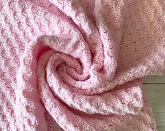 Couverture rose pour bébé, couverture au crochet, couverture pour bébé fille