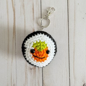 Sushi Roll Plushie Mini, Crochet Stuffed Sushi, Desk Pet, Car Charm, Ornament, Key Chain Keychain