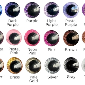 Glitter Safety Eyes for Crochet Amigurumi Plushies, Stuffed Animals, 12mm, 14mm, 16mm, 18mm, 20mm, 25mm, 30mm, 35mm, 40mm image 3