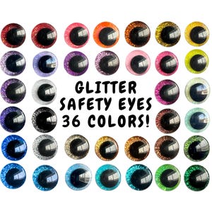 Glitter Safety Eyes for Crochet Amigurumi Plushies, Stuffed Animals, 12mm, 14mm, 16mm, 18mm, 20mm, 25mm, 30mm, 35mm, 40mm image 1