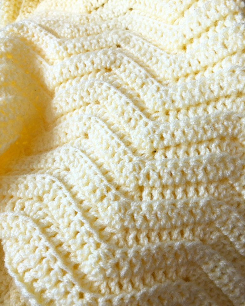 Yellow Baby Blanket, Chevron Crochet Baby Blanket, Crochet Baby Blanket