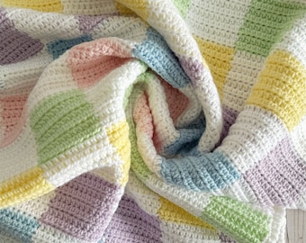 Pastel Multi Color Baby Blanket, Crochet Baby Blanket, Neutral Baby Blanket