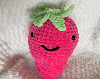 Strawberry Plushie - Large, Crochet Stuffed Strawberry