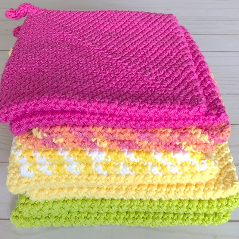 Crochet Potholder Pairs, Bright Yellows Spring Color Theme Potho Crochet Potholder Pairs, Bright Yellows Spring Color Theme Potho