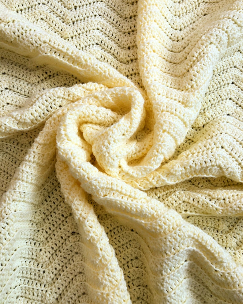 Yellow Baby Blanket, Chevron Crochet Baby Blanket, Crochet Baby Blanket