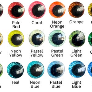 Glitter Safety Eyes for Crochet Amigurumi Plushies, Stuffed Animals, 12mm, 14mm, 16mm, 18mm, 20mm, 25mm, 30mm, 35mm, 40mm image 2