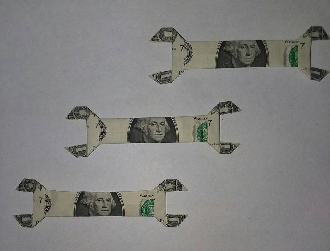 Money Origami Paper Wrench Real Dollar Bill Origami Wrench Etsy