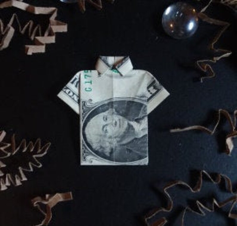 Real Dollar Bill Folded into T-shirt Dollar Bill Origami Shirt Money Origami Shirt Unique Cash Gift Graduation Money Origami Gift