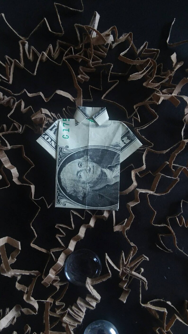 Real Dollar Bill Folded into T-shirt Dollar Bill Origami Shirt Money Origami Shirt Unique Cash Gift Graduation Money Origami Gift