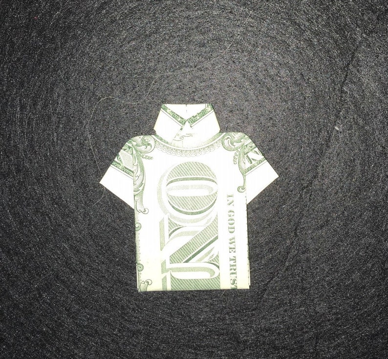 Real Dollar Bill Folded into T-shirt Dollar Bill Origami Shirt Money Origami Shirt Unique Cash Gift Graduation Money Origami Gift