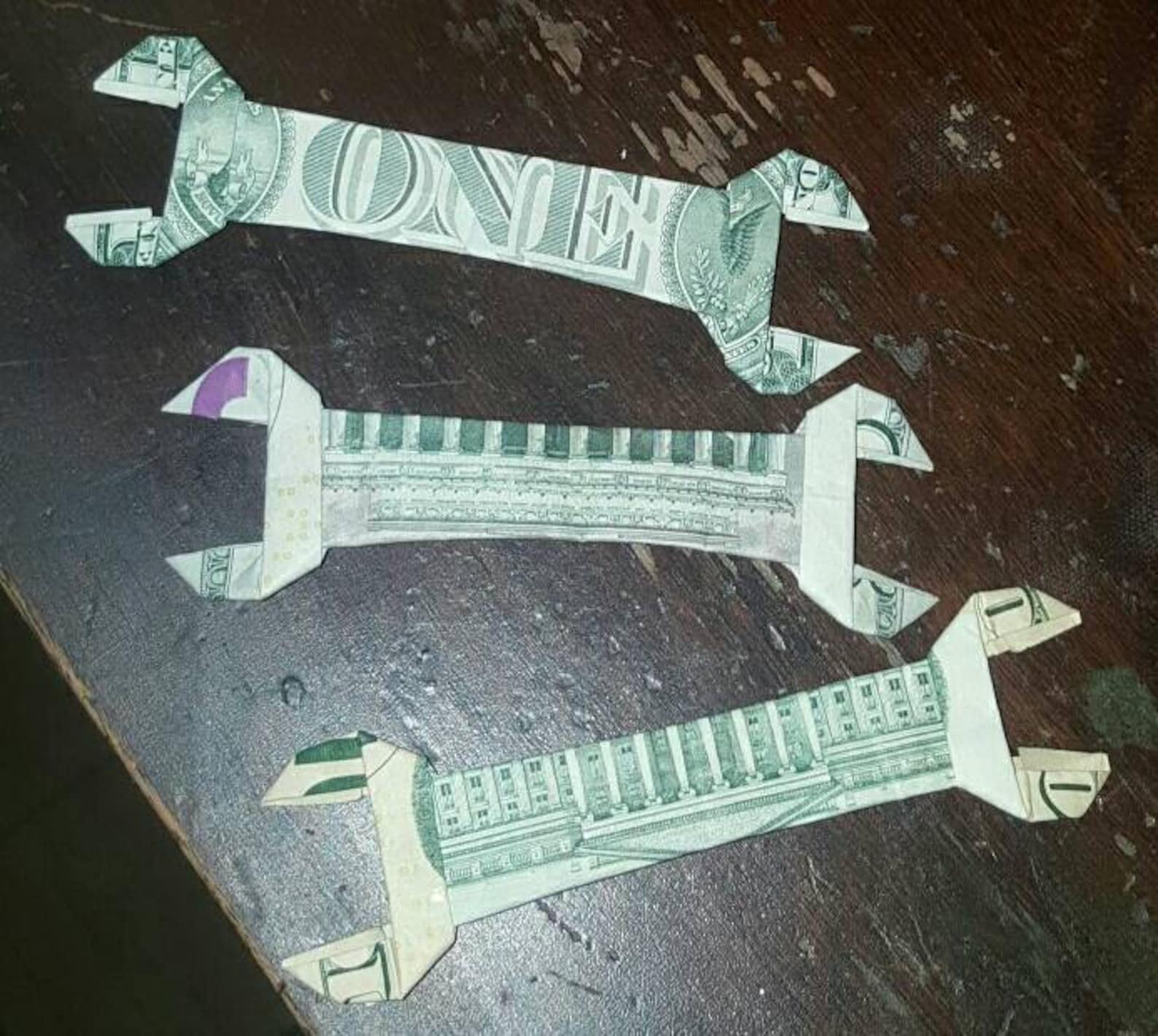 Money Origami Paper Wrench Real Dollar Bill Origami Wrench Etsy