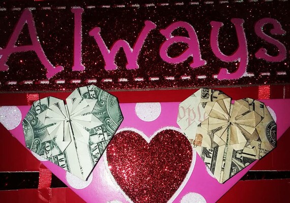 Dollar Bill Origami Love Money Heart W Quarter Gift