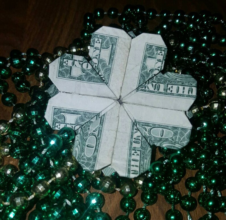 Money Origami 4Leaf Clover Two Dollar Bills Hand Folded Etsy