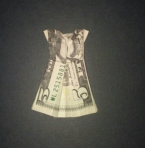 Dollar Bill Origami Dress Money Origami Gift For A Girl Real Money