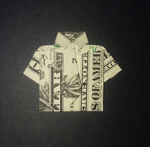 Money Origami Shirt W Tie Real Dollar Bill Folded Gift For Him Formal Wedding Graduation