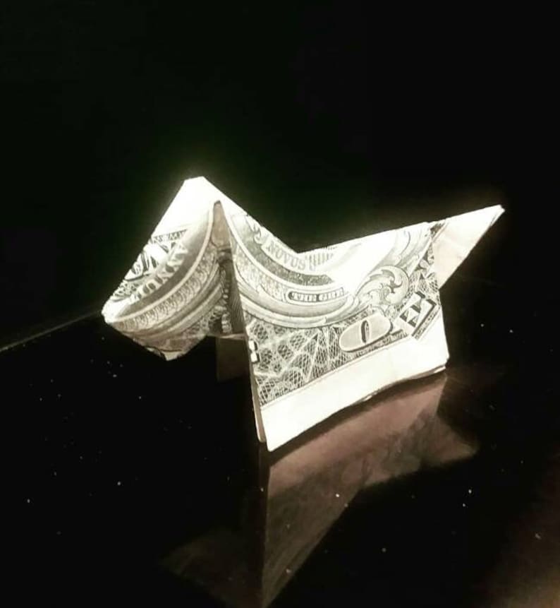 Money Origami Dog 3D Origami Dog Hand Folded Dollar Bill Etsy