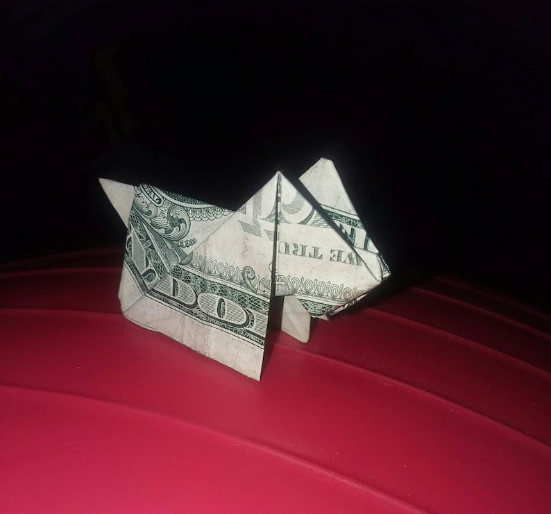 Money Origami Dog 3D Origami Dog Hand Folded Dollar Bill Etsy