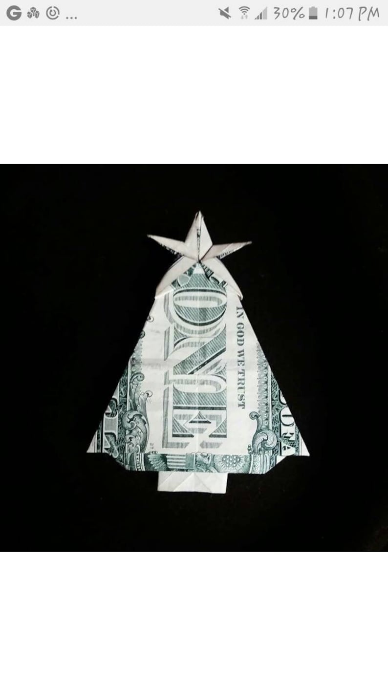 Money Origami Holiday Dollar Bill Christmas Tree Gift