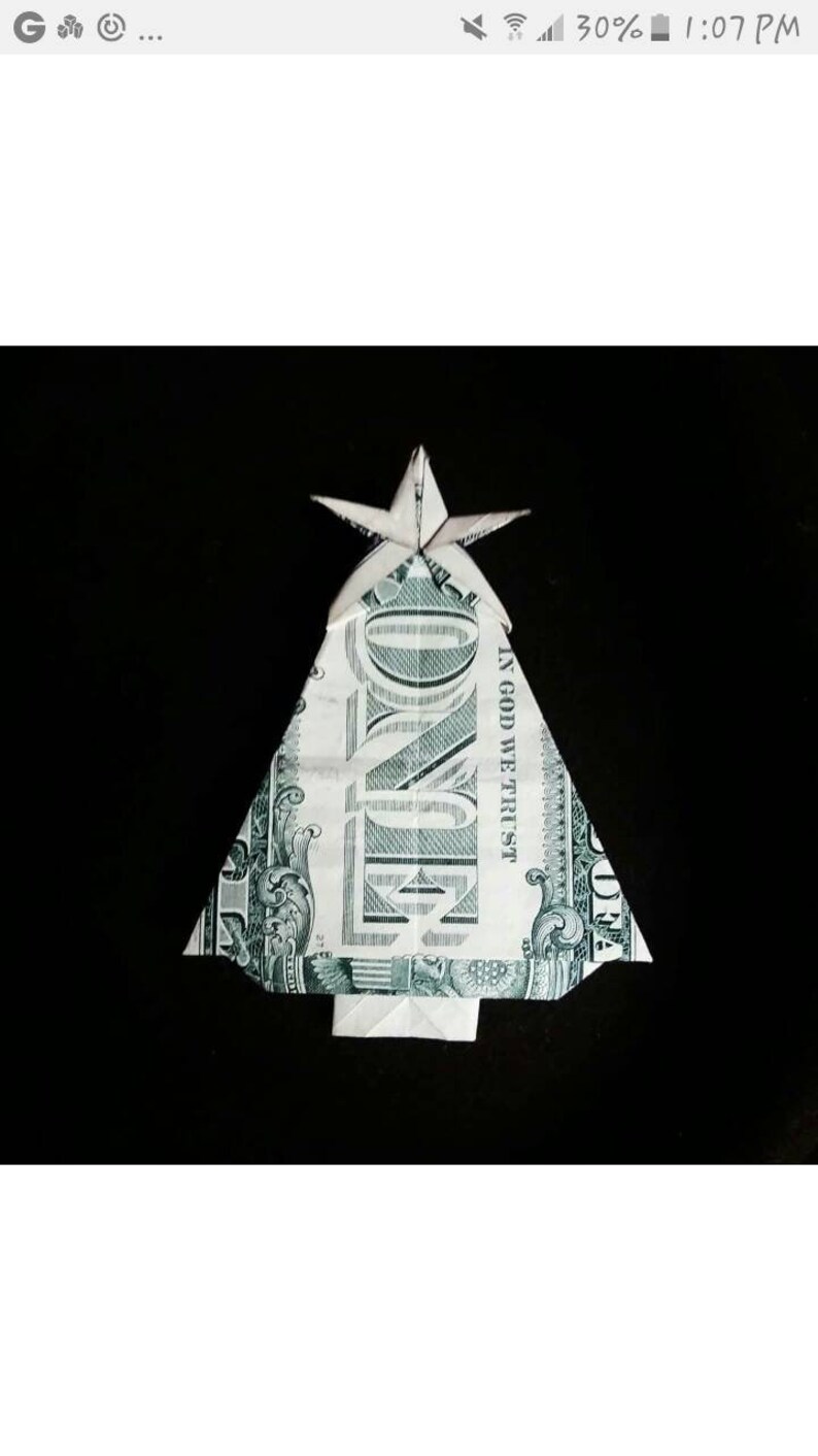 Money Origami Holiday Dollar Bill Christmas Tree Gift