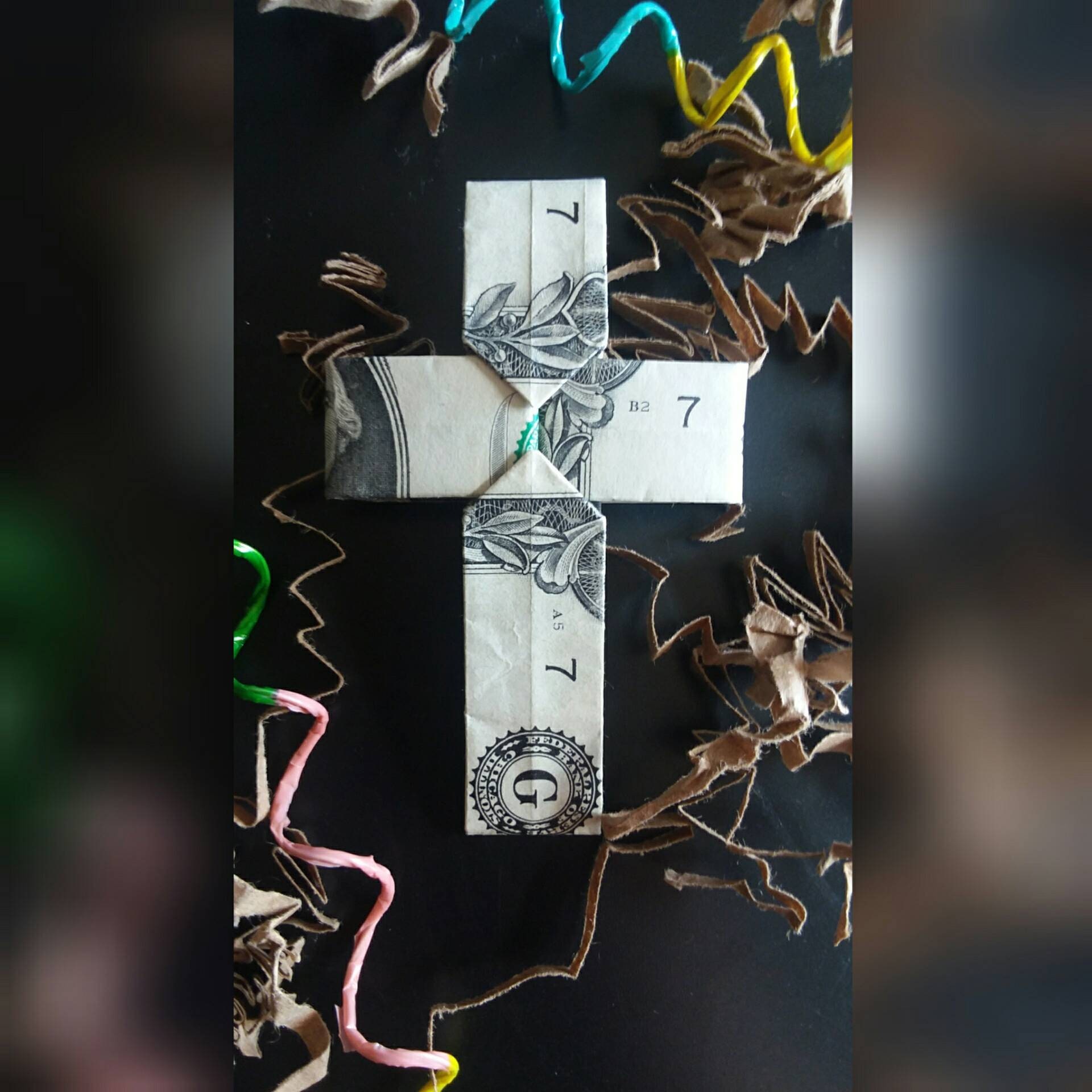 Money Origami Cross Dollar Bill Folded Cross Origami Money Etsy