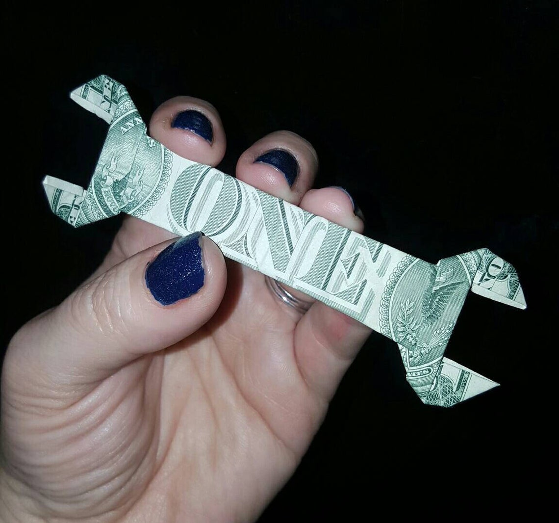 Dollar Bill Origami Wrench Folded Money Origami Paper Wrench Etsy