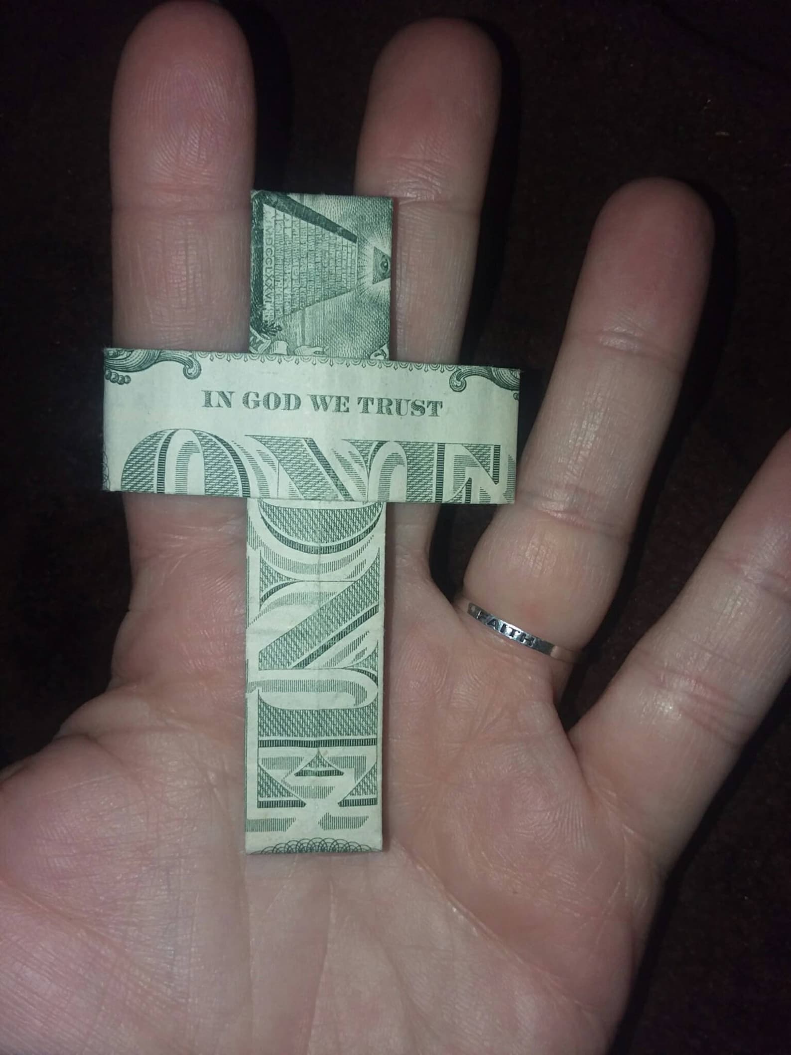 Money Origami Cross Dollar Bill Folded Cross Origami Money Etsy